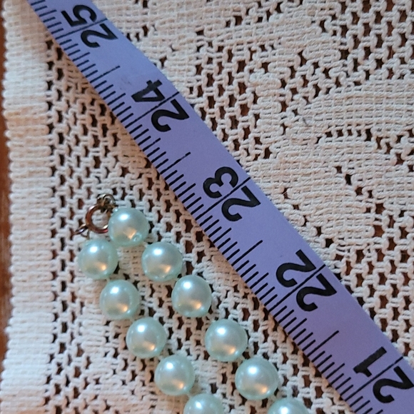 Blue long faux pearls - Picture 2 of 3